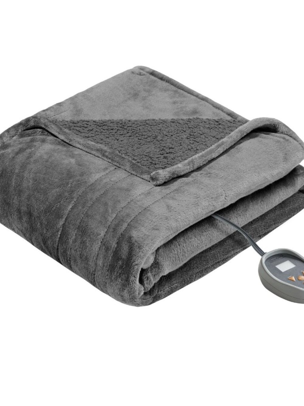 Beautyrest Heated Microlight to Berber Blanket King - Gray
